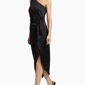 Ramy Brook  Malika Satin One-Shoulder Midi-Dress size 8